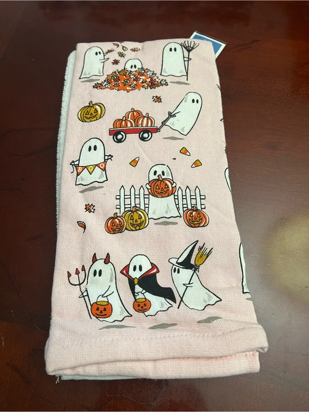 Isaac Mizrahi Pink Halloween Ghost & Pumpkin 3-Piece Kitchen Towel Set